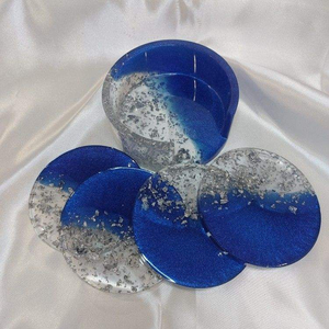 Sous-verre en résine de luxe unique de 5 mm avec surface résistante à la chaleur, fait main, décoration d'intérieur haut de gamme - Product Image 1