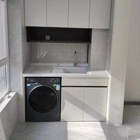 Lavabo intégré en pierre de quartz personnalisé pour balcon, buanderie, salle de bain, grand lavabo, bac à lave-linge
