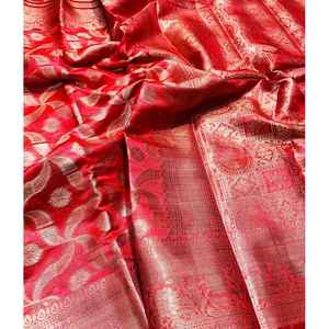 TRADITIONAL BANARASI HANDLOOM WEAVING WORK <b>SAREE</b> WITH UNSTITCHED BLOUSE RANI - Product Image 1