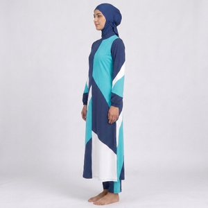 Nouvel ensemble burkini 4 pièces respirant et à séchage rapide, imprimé sur le devant, pour femme, maillot de bain modeste, coupe haute, burkinis islamiques - Product Image 2