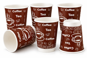 <b>8oz</b> Double Wall Craft Disposable <b>Cups</b> Printed for <b>Coffee</b> Tea Hot Beverages Microwave Safe Food Grade Takeaway <b>Cups</b> for Cafes - Product Image 1