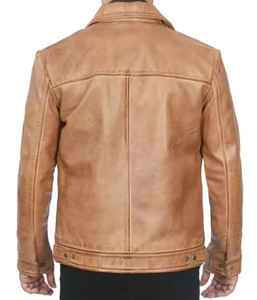 เสื้อแจ็คเก็ตหนังผู้ชายสำหรับฤดูใบไม้ร่วงและฤดูหนาว สวมใส่สบาย เนื้อผ้านุ่ม คอตั้ง ตกแต่งลวดลาย ระบายอากาศได้ดี ดีไซน์น้ำหนักเบา - Product Image 3