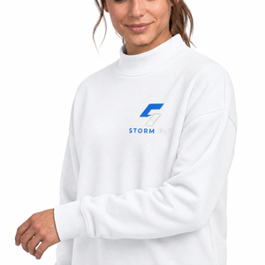 Sweat-shirt en molleton blanc personnalisé pour femme, col montant, manches longues, tricoté uni, respirant, 100 % coton, coupe-vent, écologique - Product Image 4