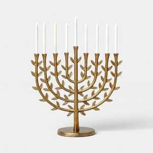 Menorah Dorada a Precio Económico para Villas, Sinagogas, Templos, Iluminación de Mesa, Uso Decorativo, Portavelas de Hanukkah - Product Image 3