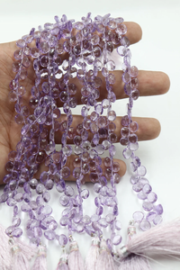 Ametista natural de Brasil facetada en forma de corazón de 7-8 mm, hebras de cuentas de 8 pulgadas para la fabricación de joyería. - Product Image 5