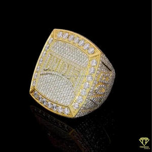 Unique Iced Out Diamond <b>Cocktail</b> <b>Ring</b> 22K <b>Gold</b> Plated Pave Setting Men's Hip Hop Statement Signet <b>Ring</b> - Product Image 6