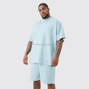 Camiseta de algodón 100% de gran tamaño, conjunto corto, estilo informal de verano, secado rápido, transpirable, teñido liso, corazón, punto de contraste, estampado gráfico - Product Image 1