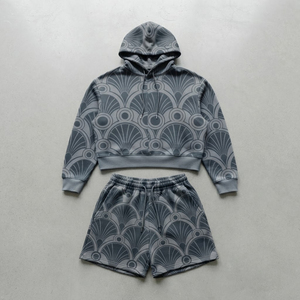Men Sublimation Two Piece Sweat Short <b>Set</b> Casual Winter Wear Breathable Polyester Drawstring Closure Loose Fit Men's <b>Twin</b> <b>Set</b> - Product Image 5