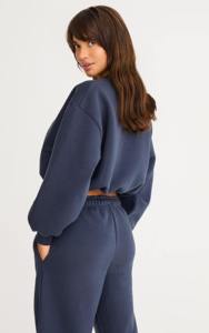 Ensemble de survêtement personnalisé pour femme : sweat à capuche court et pantalon à cordon de serrage, bleu marine, tenue décontractée, vêtements de sport athlétiques, ensemble deux pièces - Product Image 4