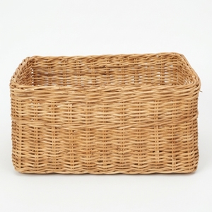 Natural Rattan <b>Storage</b> <b>Baskets</b> <b>Rectangular</b> Woven Bin Handcrafted Shelf Organizer Balinese Artisan Wicker Crate Boho Home Decor - Product Image 1