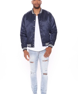 Veste universitaire bombardier en satin de toile personnalisée de haute qualité pour hommes et femmes utilisation en hiver réversible et imperméable - Product Image 4