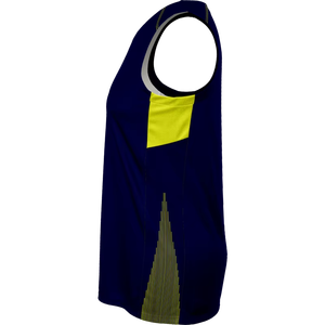 Maillot de basket sans manches bleu marine pour femme, col en V, en polyester respirant, coupe athlétique, toutes saisons, imprimé par sublimation - Product Image 3