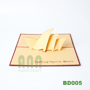 Custom <b>Handmade</b> 3D Pop Sydney Opera House Card High Quality <b>Paper</b> Kraft Handicraft UV Stylish Japandi Style Letterpress Printed - Product Image 1