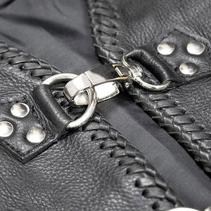 <b>Mens</b> Club Style <b>Leather</b> Biker <b>Vest</b> Hidden Pocket Snap Closure Heavy <b>Leather</b> Sleeveless Jacket For Riding And Traveling - Product Image 6