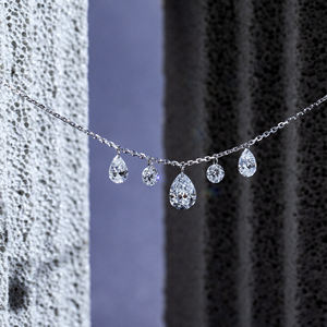 Colgante de diamantes de corte pera y redondo de primera calidad para mujer, oro blanco de 10K, 14K, 18K, diamante cultivado en laboratorio, collar de joyería fina para fiesta. - Product Image 4