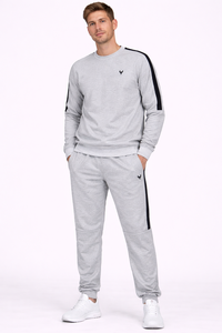 Conjunto Deportivo Premium para Hombre, Sudadera y Pantalones Deportivos Gris Claro, Tejido de Mezcla de Algodón Suave y Transpirable para una Comodidad Superior Durante Todo el Día - Product Image 4