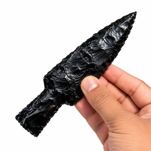 Couteau en obsidienne noire naturelle taillée à la main, pierre de protection en verre volcanique, cristal de guérison, objet de collection, décoration, cadeau, gemme Rafay - Product Image 1