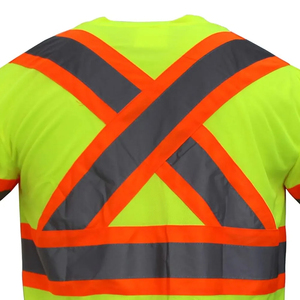 T-shirt de sécurité réfléchissant à manches courtes de haute qualité, haute visibilité, noir, en coton, vêtements de travail, sécurité routière, pour hommes - Product Image 4