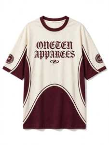 T-shirt unisexe en coton 100% respirant à col rond et épaules tombantes, couleur bordeaux, style hip-hop, manches courtes, idéal pour l'été - Product Image 3