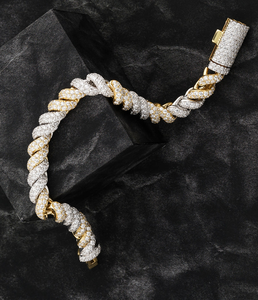 Bracelets en or bicolore 925 avec diamants Moissanite, bijoux fins pour hommes - Product Image 2