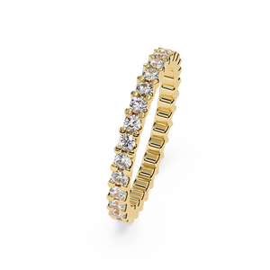 Bague d'éternité tendance à griffes partagées avec diamants ronds de laboratoire, en or jaune 14K 18K, pour mariage et anniversaire, bijoux personnalisés - Product Image 5