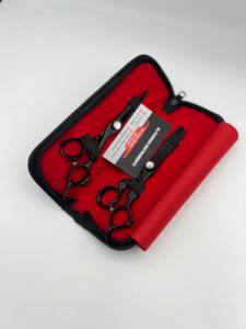 Ciseaux de coiffure professionnels en acier inoxydable japonais J2, couleur plasma noir, manche dragon, avec étui en cuir, logo personnalisé gratuit - Product Image 4