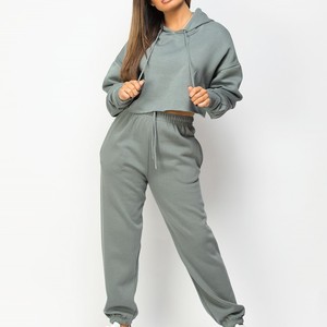 Ensemble de survêtement pour femmes, personnalisé, athlétique, 2 en 1, en coton écologique, sweat-shirt à capuche et pantalon de jogging, vêtements de sport, qualité supérieure - Product Image 4