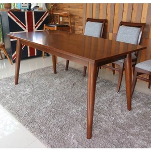 Ensemble de table à manger rectangulaire en bois de noyer moderne pour 6 personnes, pour hôtel et salon - Product Image 3