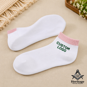 HMR Custom Alpha Kapa Women White Pink Ankle Ribbed Sports Socks Two Tone Stripe Comfortable Stretch <b>Machine</b> Wash - Product Image 3