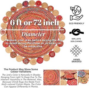 Tapis rond Chindi, tapis design bohème pour chambre à coucher, chambre d'amis, salon, chambre de fille, paillassons - Product Image 5