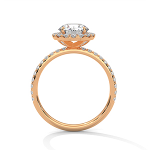 Bague en or rose 14 carats au design délicat, ornée d'un diamant de laboratoire de forme ronde brillante et d'accentuations latérales serties de diamants. - Product Image 3