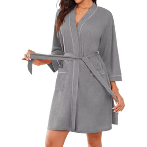 Robe de demoiselle d'honneur personnalisée avec logo, col en V, robe de soirée de mariage, peignoir de spa pour femmes, 100% coton, vêtements de nuit pour femmes, peignoir - Product Image 5