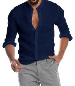 เสื้อเชิ้ตแขนยาวผู้ชายสไตล์ลำลองสำหรับฤดูใบไม้ร่วง ผ้าฝ้าย 100% ระบายอากาศได้ดี ผลิตจากผ้าบรอดคลอธ ทอด้วยวิธีการถักทอ - Product Image 3