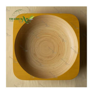 Bols en bambou tressé multicouche écologiques classiques fabriqués au Vietnam D30xH8cm >10L – Vaisselle durable jetable pour salades - Product Image 1