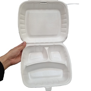 ภาชนะบรรจุอาหารโฟม PS แบบใช้แล้วทิ้งมีฝาปิดสามช่องผู้ผลิตจากเวียดนาม - Product Image 1