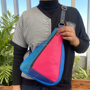 กระเป๋าสะพายข้างหนังรีไซเคิลขนาดใหญ่สำหรับผู้หญิงกระเป๋าคาดอกหนังสีสดใสกันขโมยสำหรับผู้หญิงสินค้าใหม่ - Product Image 2