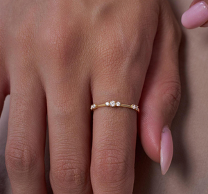 <b>Dainty</b> 14KT Gold Vintage Engagement Wedding Lab Diamond <b>Ring</b> Minimalist Jewelry Everyday Wear Gift Women Modern Elegant Design - Product Image 6