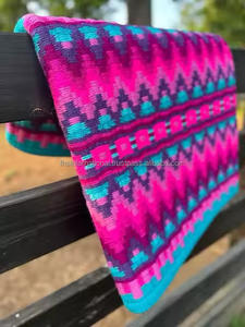 Couverture de cheval de spectacle de meilleure qualité pour l'équitation occidentale Couleurs attrayantes Laine de Nouvelle-Zélande Double tissage Tapis de selle tissés à la main - Product Image 6