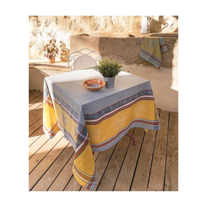Blue Yellow Kitchen <b>Table</b> <b>Cloth</b> Cotton Dining <b>Table</b> Cover Custom Size Weight Reusable Sustainable Indian Manufacturer OEM ODM - Product Image 1