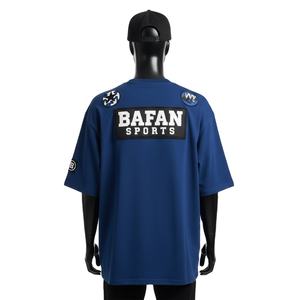 T-shirt homme surdimensionné en jersey de polyester, uni, avec logo brodé personnalisé, 100% coton, coupe ample, imprimé. - Product Image 2