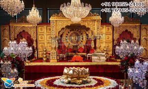 Mandap de mariage hindou inspirant, style bois, pour mariage Maharani Sydney, Mandap coronaire pour mariage indien Gujarati, Royaume-Uni - Product Image 3