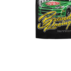 <b>Men's</b> Black T-Shirt With Green Race Car Print Short Sleeve O-Neck Street Style Jersey Fabric - Product Image 3