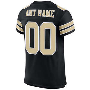 Customizable American Football Jersey Men's Black <b>Gold</b> Mesh Breathable Short Sleeve Sublimated Print Team Numbers Back Logo - Product Image 3