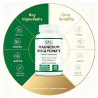 SYC BIO Bisglycinate de magnésium 200 mg par portion 60 capsules végétales Sans gluten Complément alimentaire Marque privée OEM ODM