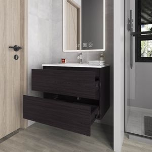 Wengue Floating <b>Bathroom</b> <b>Vanity</b> with Two Drawers and Sink Smoot Series - Product Image 6