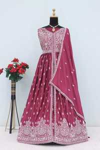 New Elegance Dressing Trend Chinon Silk With Sequence And Embroidery Work Salwar Suit <b>Woman</b> Fashion Manufacturer At Lowest Rate - Product Image 1