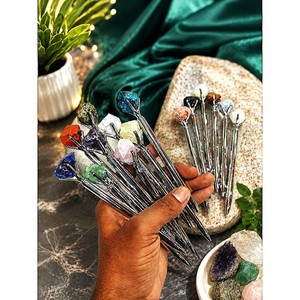 Stylos élégants en argent massif, ornés de pierres précieuses naturelles brutes, cadeaux d'affaires pour l'écriture et les signatures. - Product Image 2