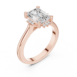 Anillo de Compromiso de Diamante Cultivado en Laboratorio con Corte Esmeralda en Oro Rosa para Mujer, Certificado IGI, Oro de 14K, Engaste de Garras, Estilo Clásico de Lujo para Aniversario - Product Image 2
