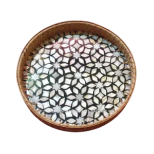 Handmade Mother Of Pearl Inlaid Rectangular Serving Tray <b>Set</b> Of 3 Elegant Capiz Shell Decorative <b>Nesting</b> Trays For <b>Coffee</b> <b>Table</b> - Product Image 4