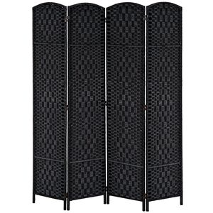 Paravent en osier à 4 panneaux, design traditionnel, 1,80 m de haut, noir, pliable, écran d'intimité translucide en bambou avec matériau PP - Product Image 1